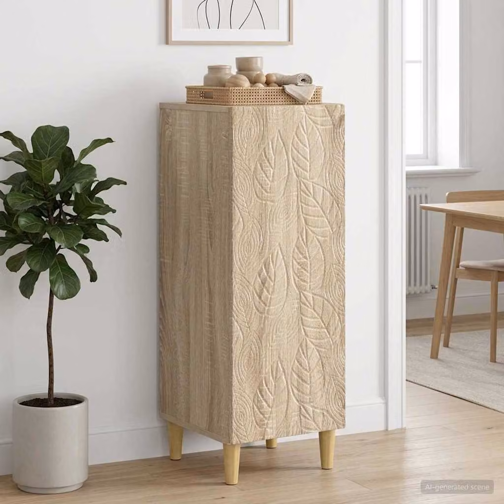 Credenza moderna vidaXL in legno ingegnerizzato color rovere, L: 33 cm, P: 34,5 cm, H: 90 cm