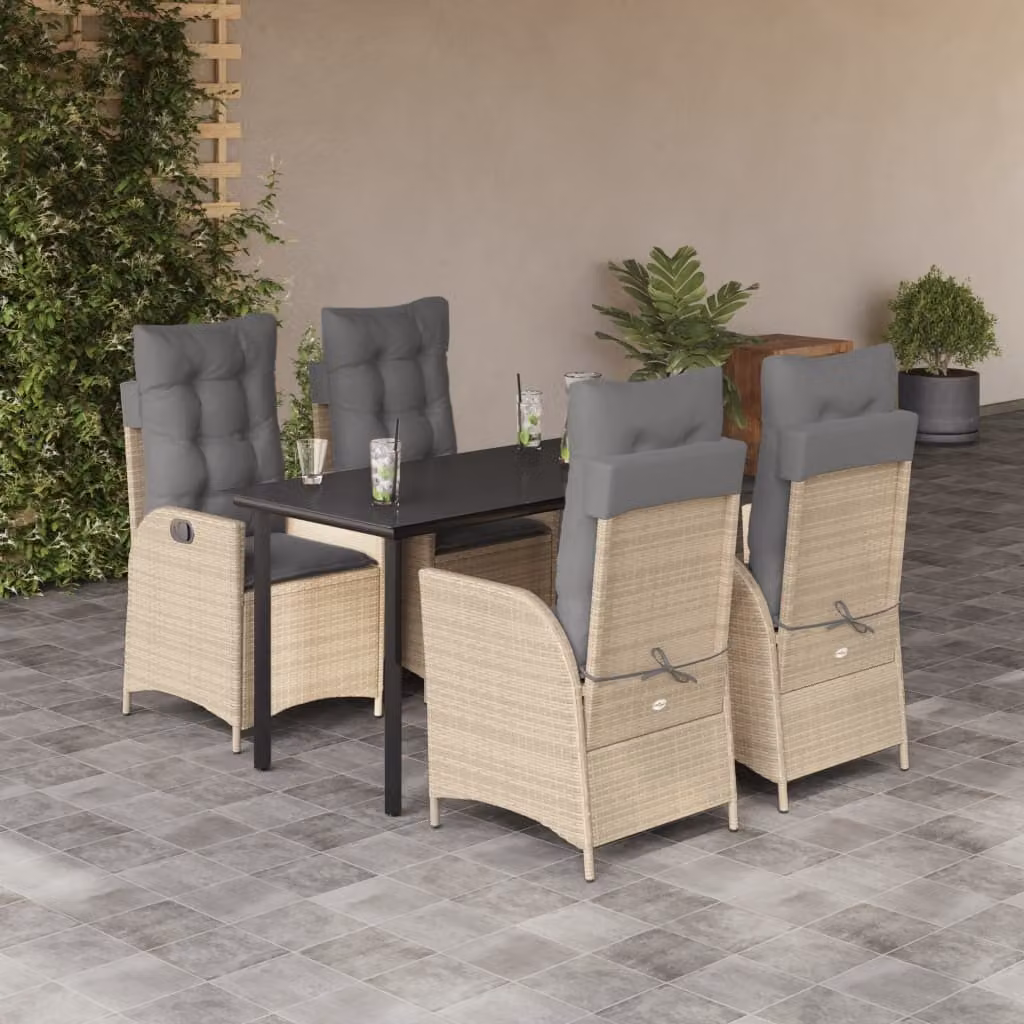 Maison Exclusive - Set da Pranzo da Giardino 5 pz con Cuscini Beige in Polyrattan