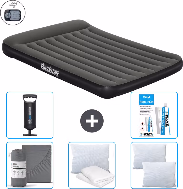 Materasso gonfiabile Bestway - 2 persone - 152 x 203 x 30 cm - Verde - Accessori inclusi