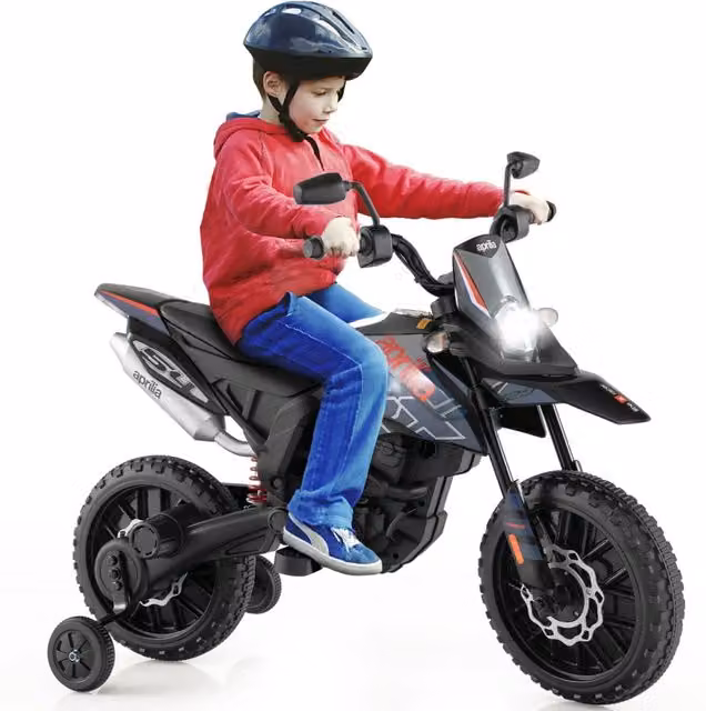 Moto elettrica Aprilia per bambini blu con musica e luci L/P/H: 106,5 x 56 x 80 cm