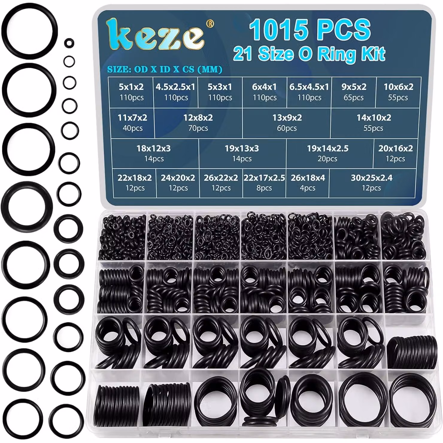 Set di O-ring in gomma, 1015 pezzi, 21 dimensioni, per riparazioni