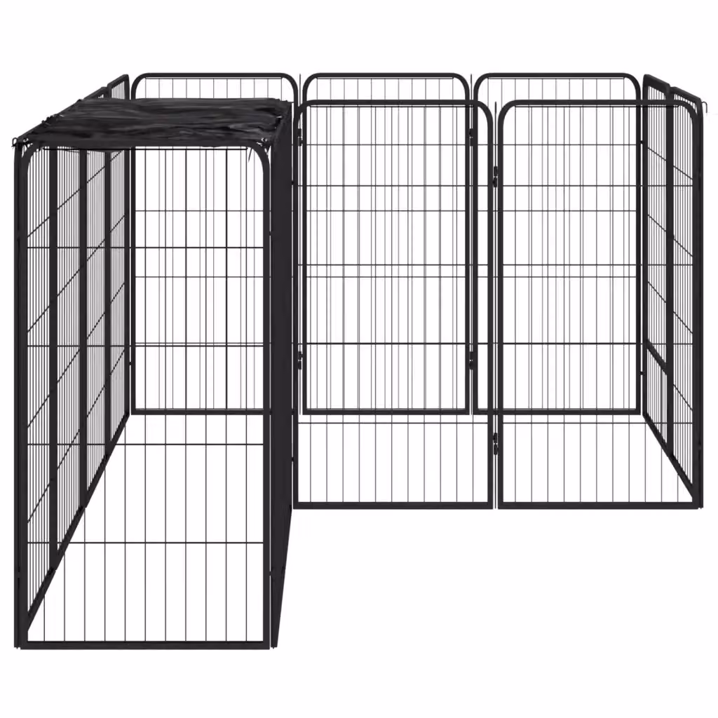 Recinto per cani vidaXL in metallo nero con 14 pannelli resistenti alle intemperie – 2