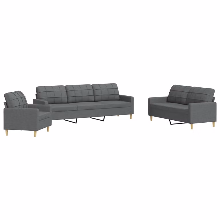 Maison Exclusive - Set divano 3 pezzi in tessuto grigio scuro