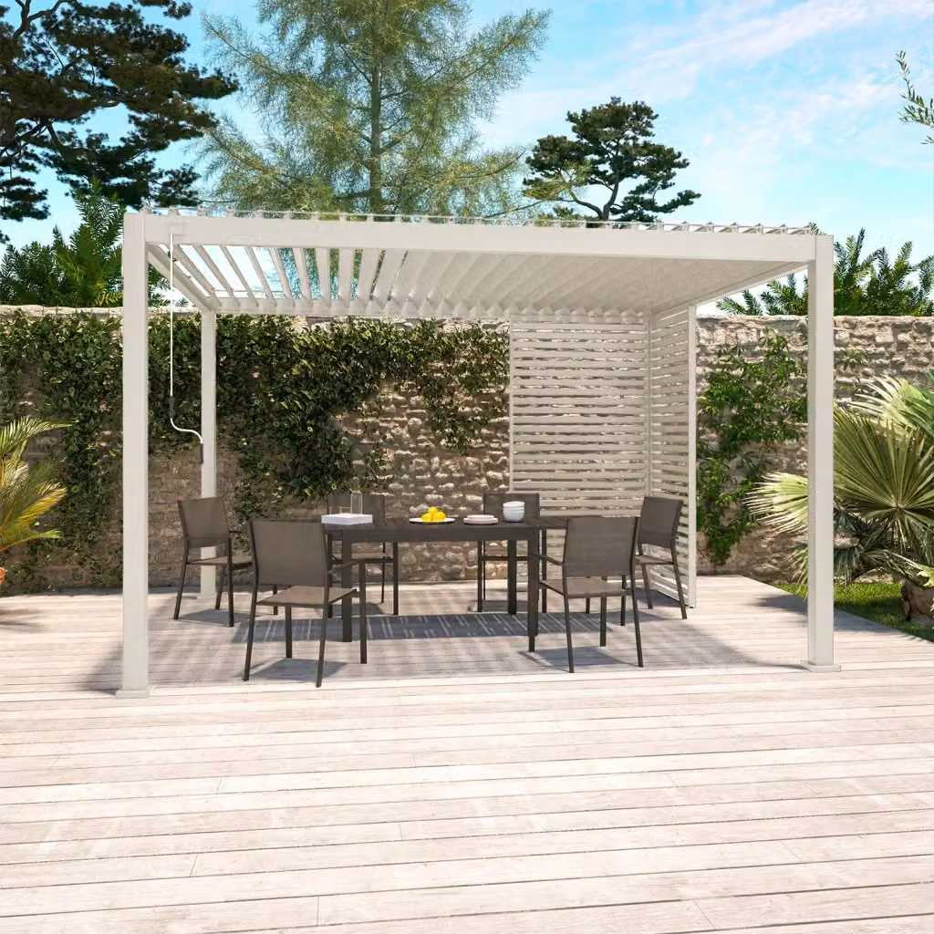 Persiana in alluminio semi-trasparente Sweeek per pergola a lamelle Triomphe, colore beige o antracite, L: 130 cm – 2