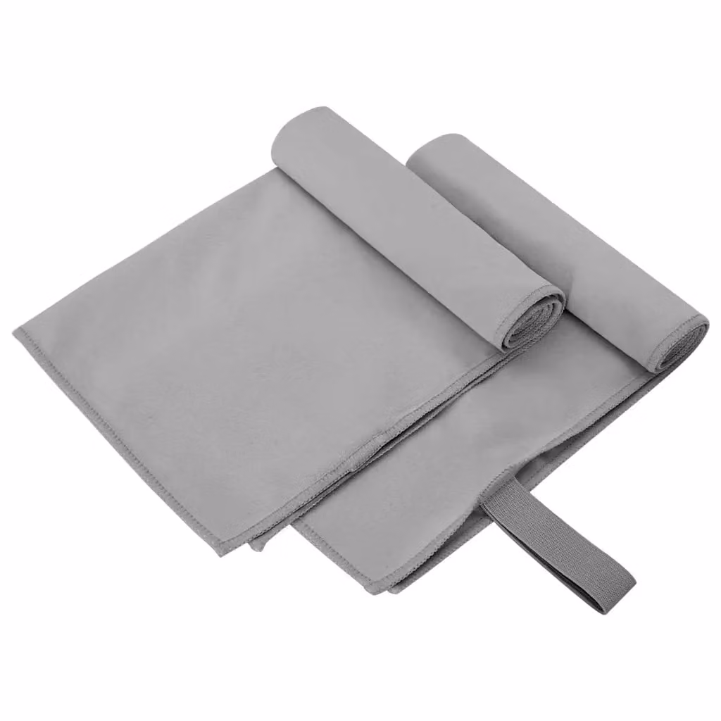 Set di 2 asciugamani sportivi in microfibra vidaXL, colore grigio, L: 50 cm, P: 30 cm