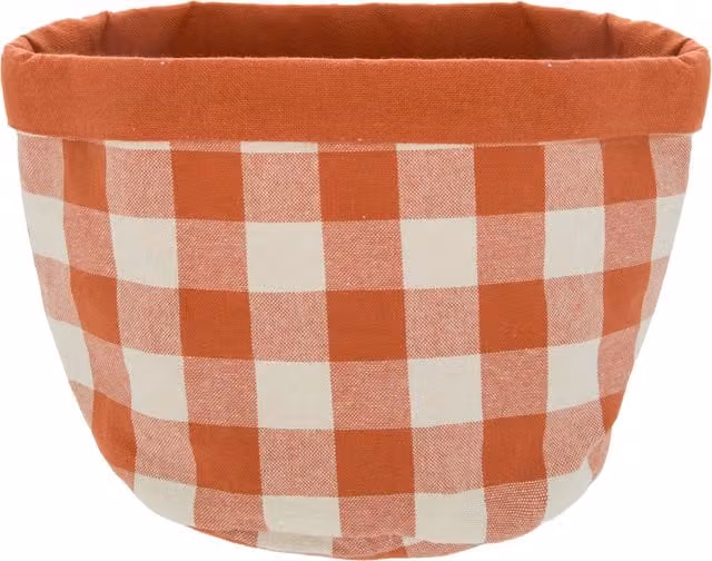 Cestino in tessuto 18 cm cotone quadri ruggine
