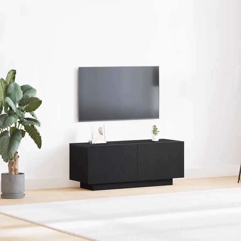 Mobile TV vidaXL moderno in legno ingegnerizzato Rovere Nero L/P/H: 100 x 35 x 40 cm