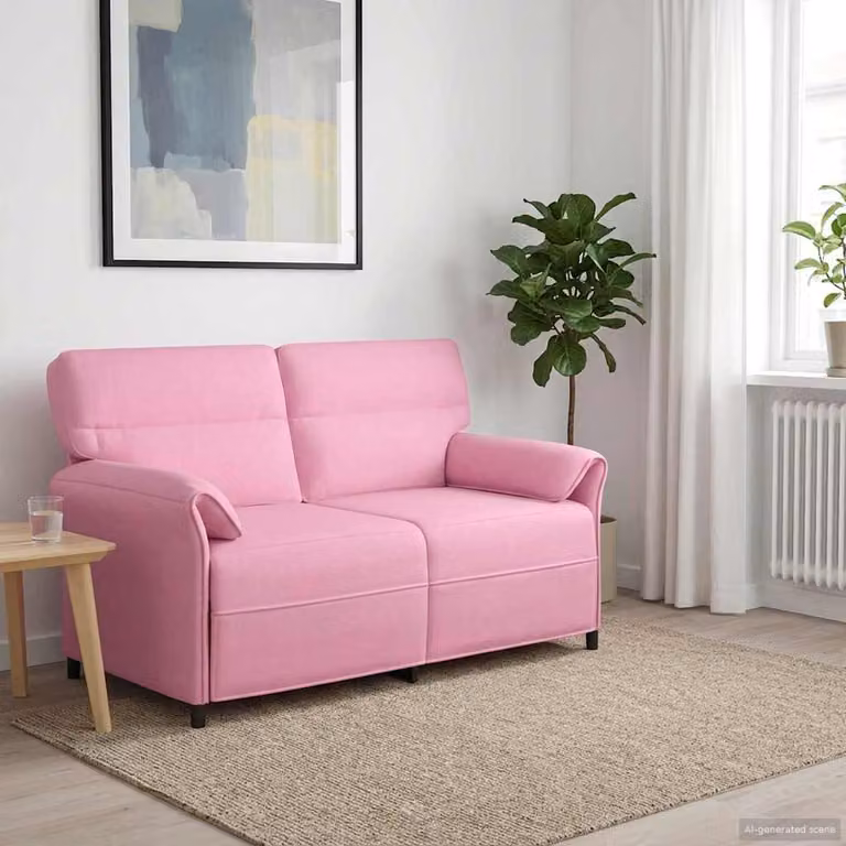 Divano moderno vidaXL imbottito in tessuto con struttura in metallo per soggiorno disponibile in nero o rosa