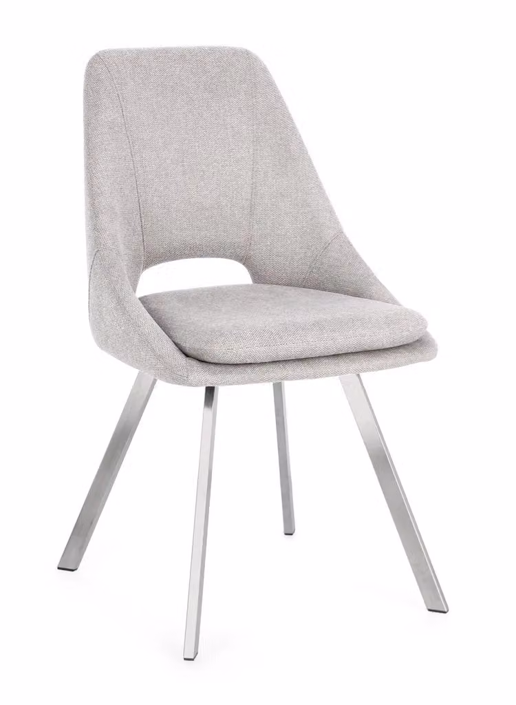 Set di 2 sedie KASHAR in tessuto grigio chiaro e gambe acciaio