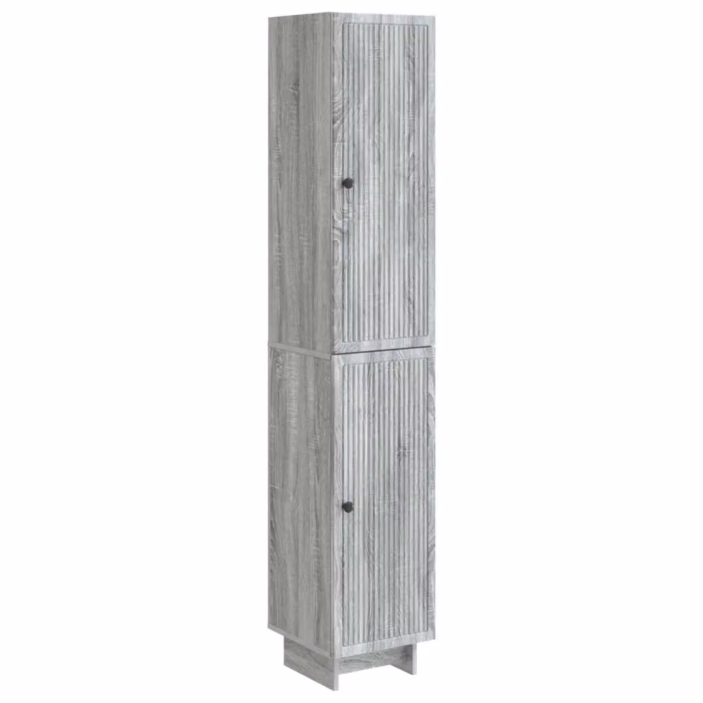 Set di 2 armadi moderni vidaXL in MDF grigio con illuminazione integrata per soggiorno o ufficio in casa – 2