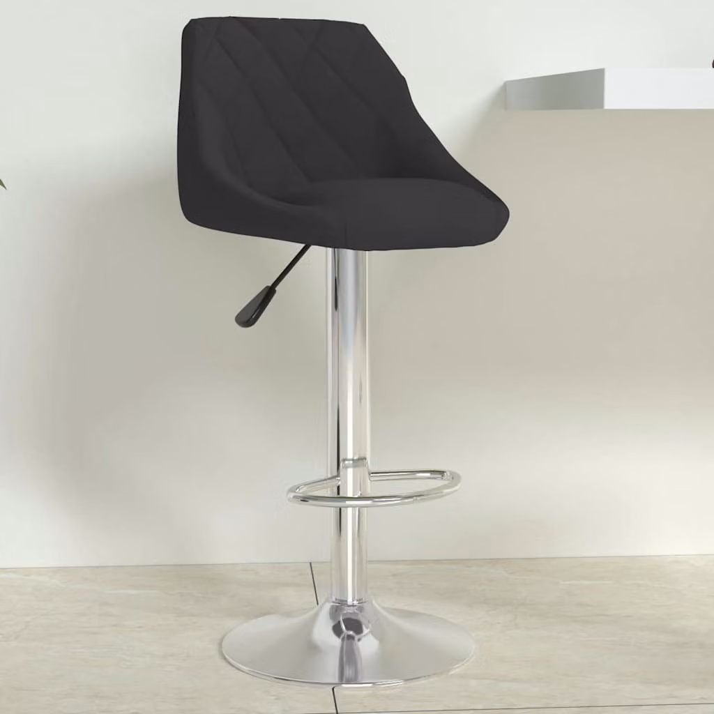 Sgabello da bar moderno vidaXL in velluto nero con struttura in metallo e plastica, H: 103 cm