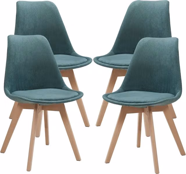 Set di 4 sedie da pranzo design moderno robusto tessuto Corduroy verde scuro 03_0009827