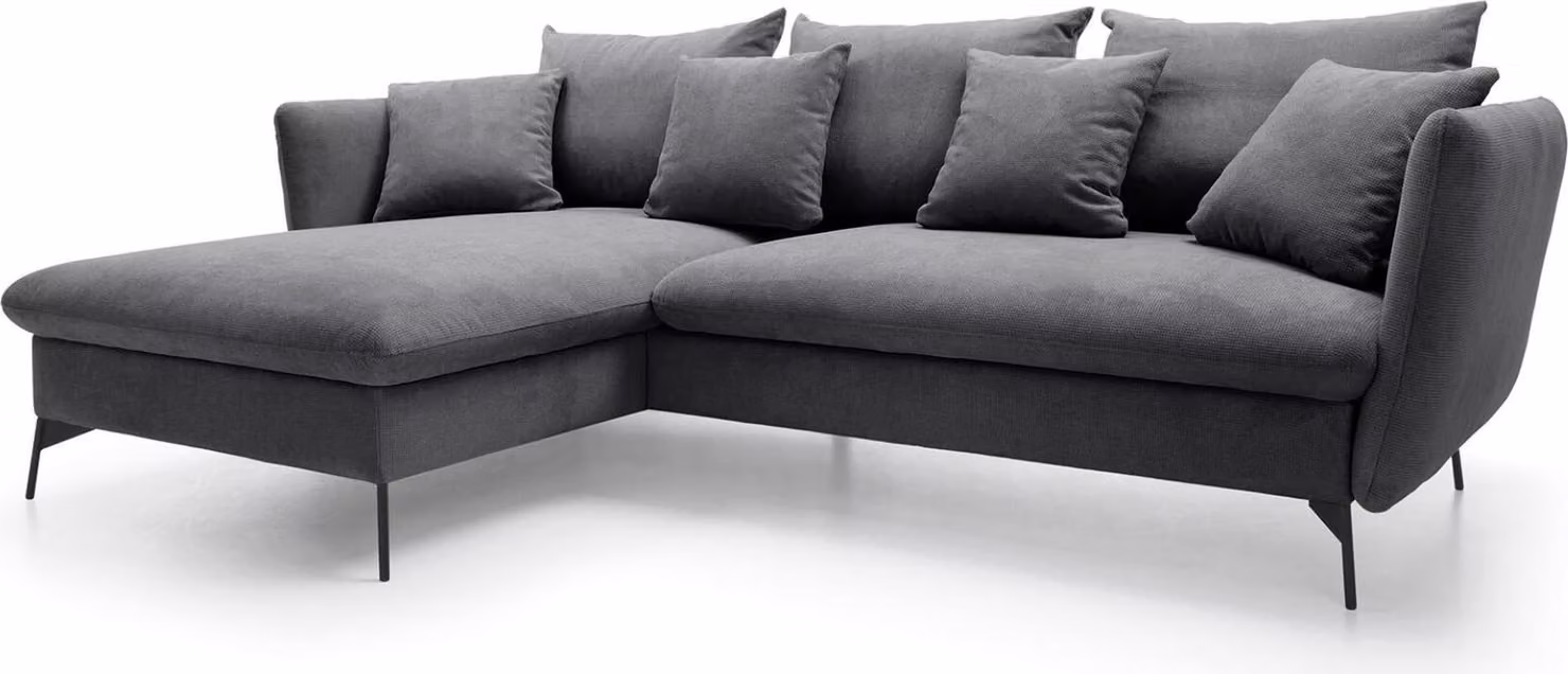 FURNLUX Divano angolare Viton Grigio scuro e nero 258 cm / Colore principale: Grigio / Dimensioni: 258 x 91 x 167 cm