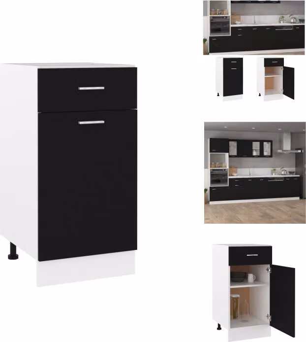 vidaXL Cassettiera nera 40x46x81,5 cm in legno - Mobili da cucina