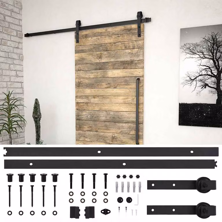 vidaXL Kit di Binari per Porte Scorrevoli SKIEN in Acciaio Nero Opaco
