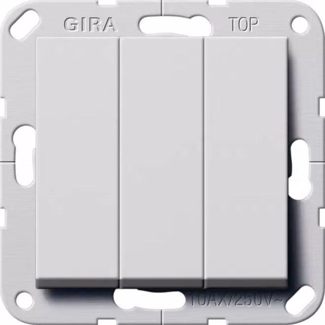 Interruttore a bilanciere Gira a 3 vie, sistema 55, grigio, codice 2832015
