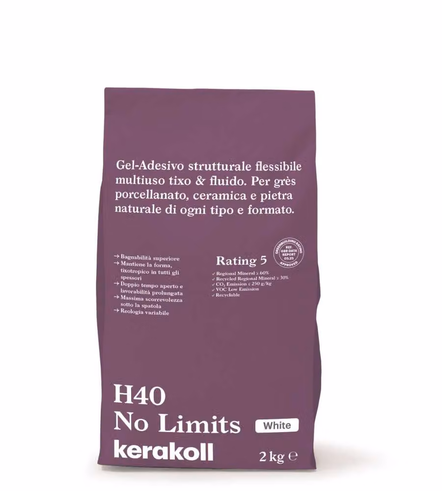 Kerakoll Colla H40 No Limits Bianco 2kg - Gel-Adesivo Strutturale Flessibile