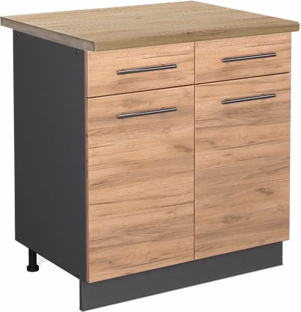 Mobiletto base per cucina Fame-Line Rovere dorato/Antracite 80 cm, PL Rovere Vicco