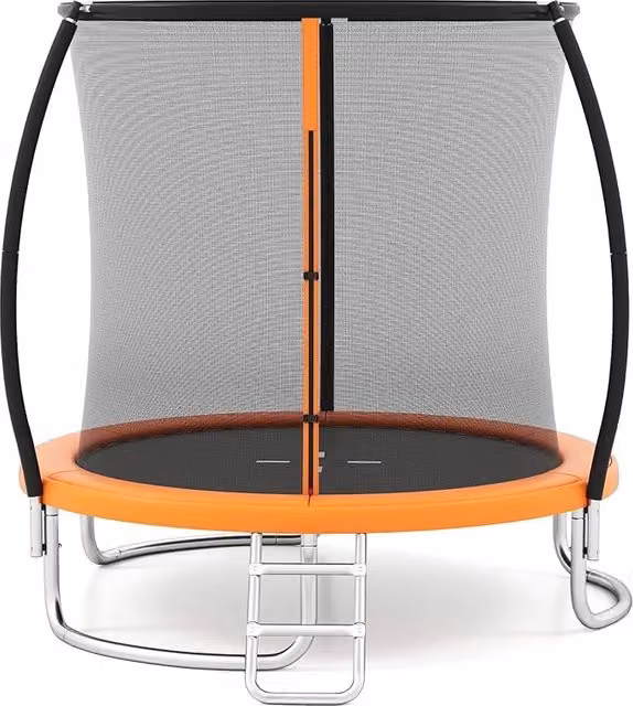 Trampolino Elastico Costway per Bambini e Adulti con Rete di Sicurezza, Scala e Telaio in Acciaio Zincato Antiruggine, Disponibile in Nero, Arancione o Verde