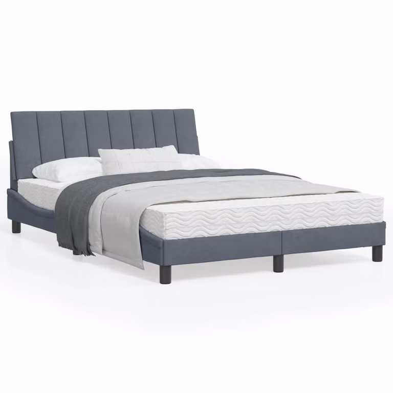 Letto con Materasso Hanko vidaXL in Velluto Grigio Scuro L/P: 120 x 200 cm