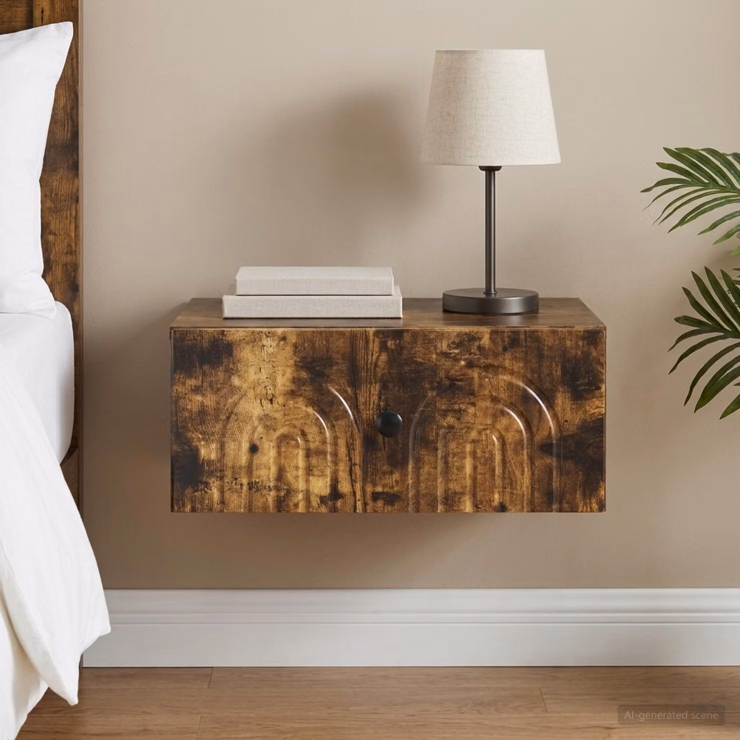 vidaXL Mobiletto da notte sospeso Rovere Fumo L: 49 cm, P: 34,5 cm, H: 20 cm