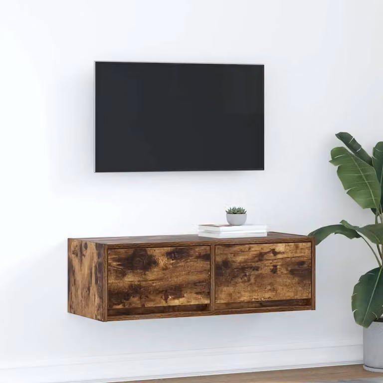 vidaXL Mobile Porta TV Rovere Fumo in Legno, L 80 x P 31 x H 25,5 cm