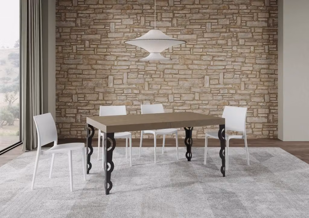 Tavolo allungabile moderno Itamoby beige e antracite L: 90-420 cm, P: 77-260 cm, H: 76 cm – 2