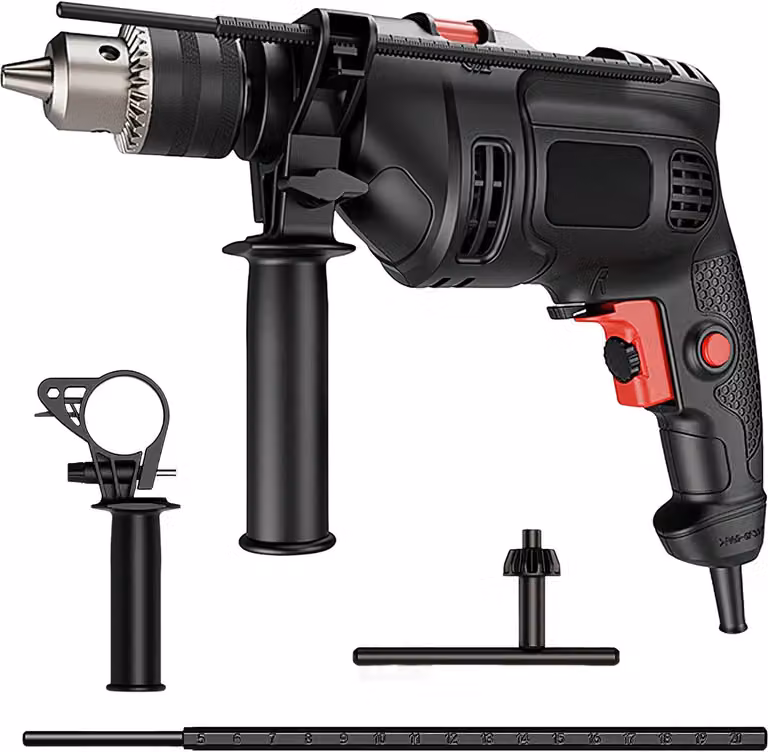 Trapano elettrico a percussione, velocità 11000 giri/min, potenza 780W, nero