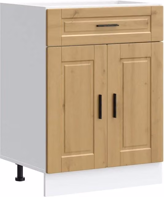 Mobile da cucina moderno HELLOSHOP26 in legno composito rovere marrone con ante e cassetti L/P/H: 60 x 46 x 81,5 cm