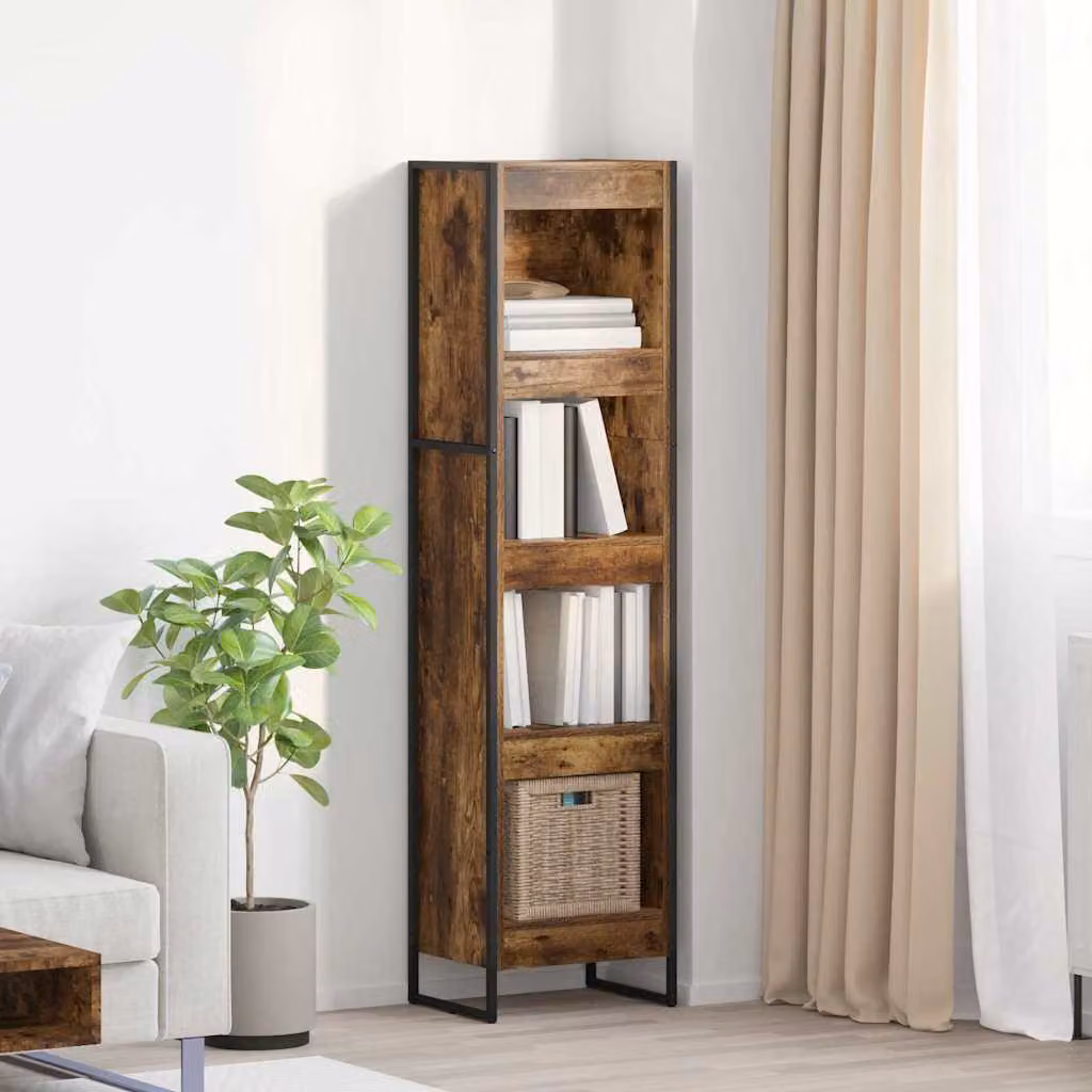 Armadio per Libri Industrial vidaXL in Legno e Metallo, Marrone, L/P/H: 40 x 30 x 155 cm