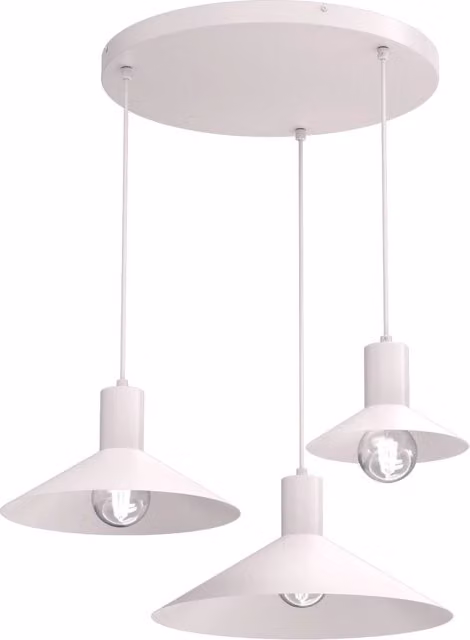 Lampada a sospensione conica Nox Luminex in metallo beige o bianco con 3xE27, dimmerabile