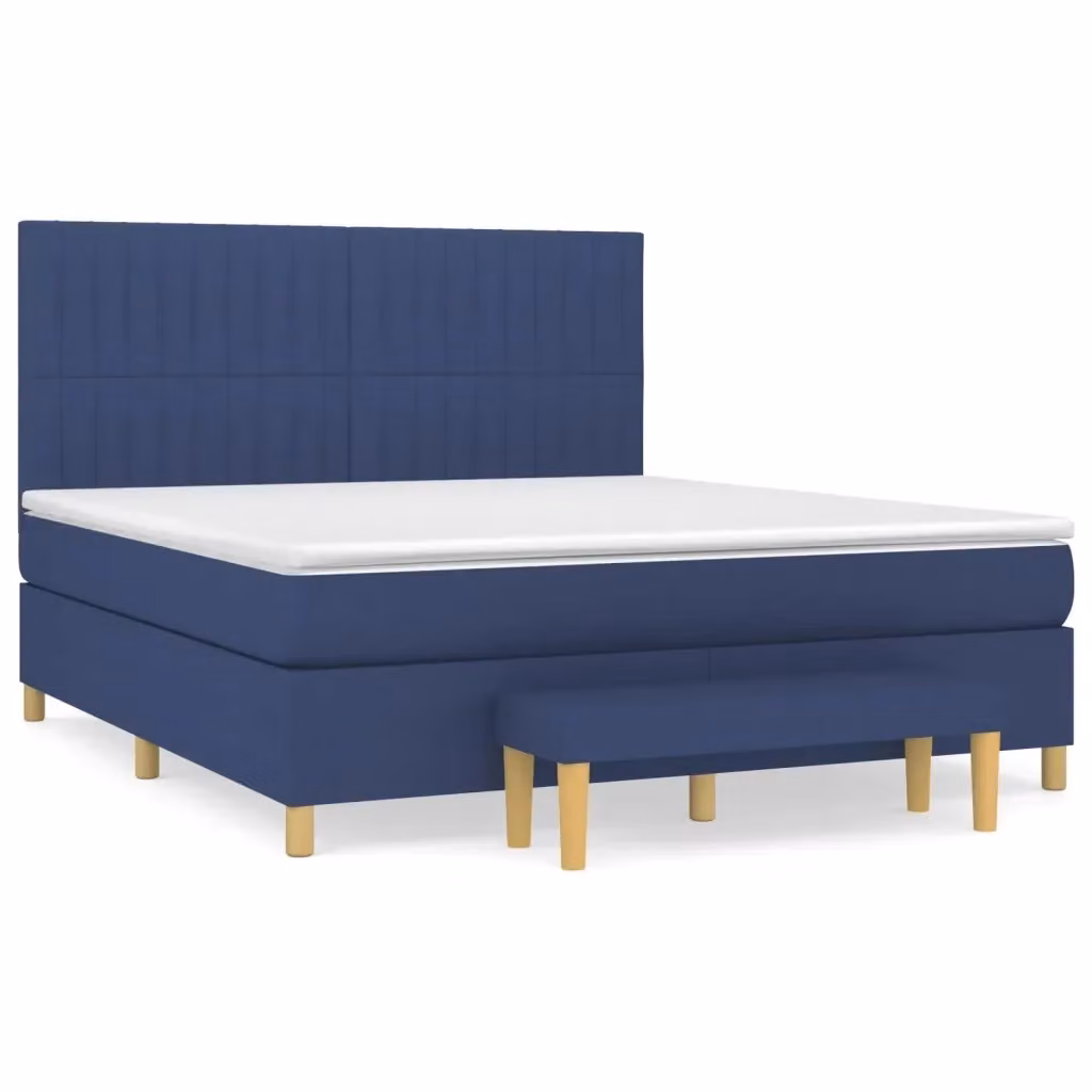 Letto Ibrido con Giroletto a Molle e Materasso vidaXL, Colore Blu e Bianco, L/P/H: 160 x 200 x 128 cm – 2