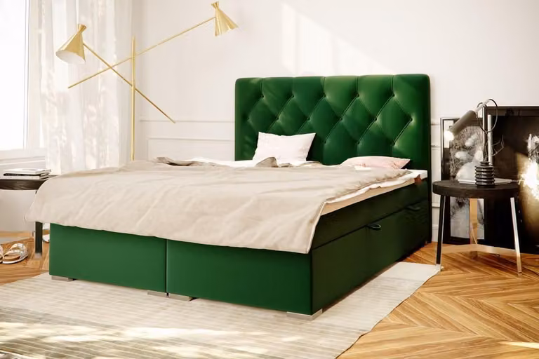 Chesterfield Boxspring Bett Hotel Doppel Komplett Set Matratze Topper Betten