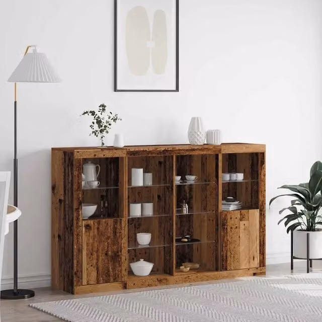 Madia moderna vidaXL in legno ingegnerizzato marrone con illuminazione LED integrata L: 167 cm, P: 37 cm, H: 100 cm