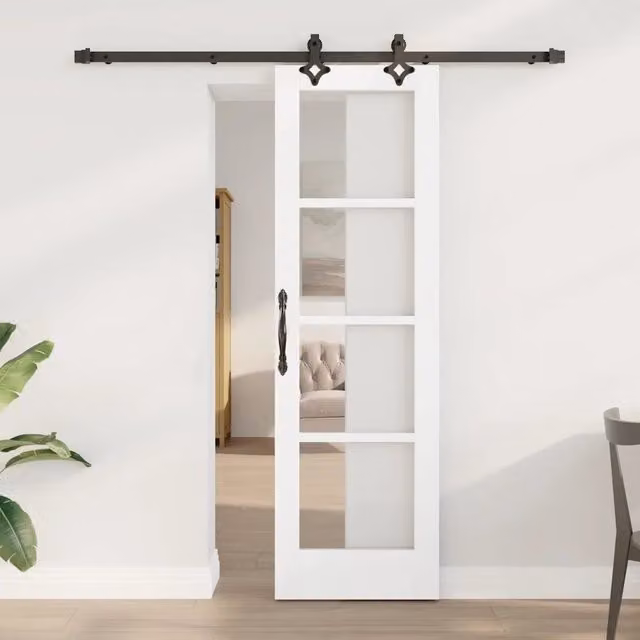 Porta scorrevole moderna vidaXL ORKDAL in legno e vetro, Bianco e Nero, L: 61 cm, H: 198,5 cm