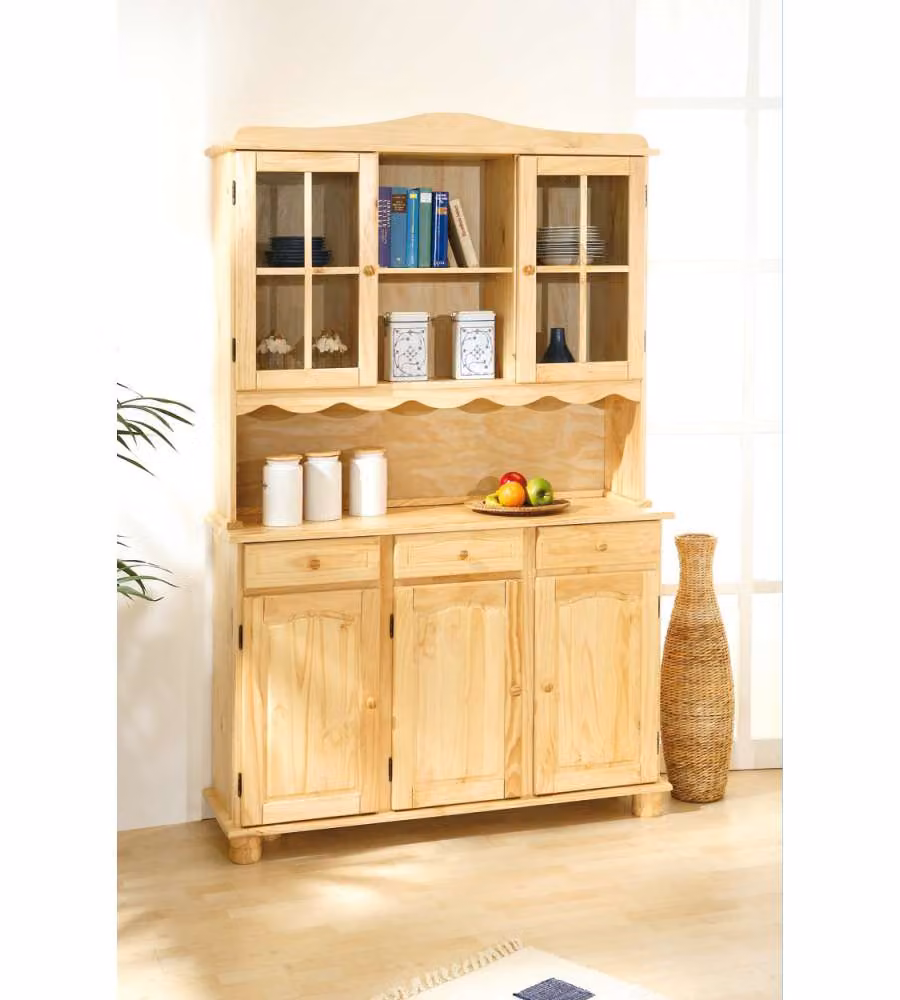 Credenza Country in Pino Massello Naturale 2 Ante e 3 Cassetti