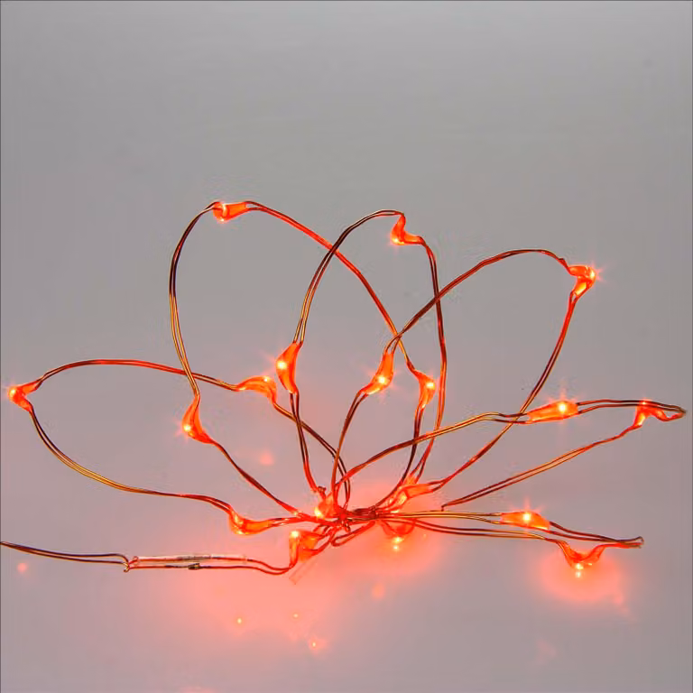 Catena luminosa a LED, colore rosso, 20 LED, filo di rame, 1,05 metri, alimentazione a batteria