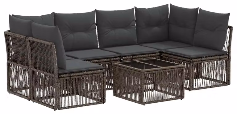 Set Divano da Giardino 7 pcs Grigio polyrattan