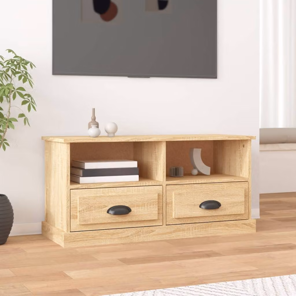 vidaXL Mobile Porta TV Rovere Sonoma in Legno Multistrato Marrone L: 93 cm, P: 35,5 cm, H: 45 cm