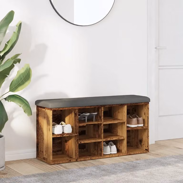vidaXL Panca Porta Scarpe in Legno e MDF, Colore Marrone o Grigio, L 102 x P 32 x H 50 cm