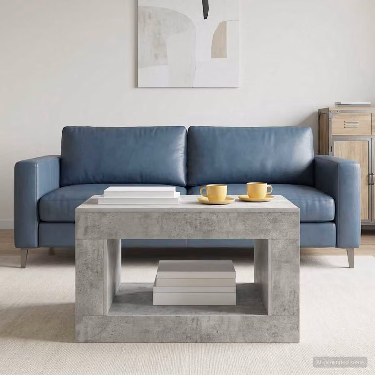 Tavolo moderno vidaXL Grigio Cemento con finitura lucida e design squadrato per soggiorno o ufficio