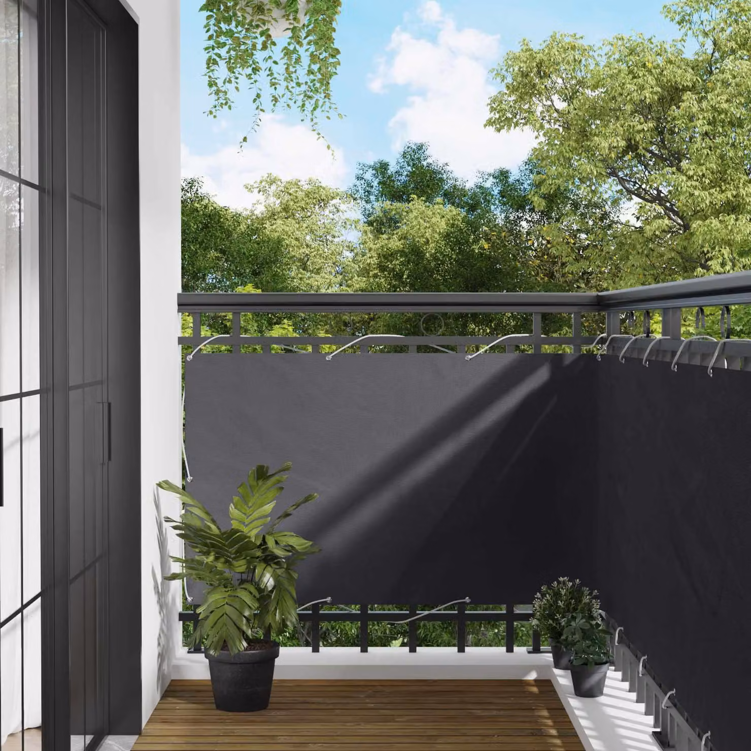 Schermo da balcone 90 x 200 cm Oxford alu rivestito in PU