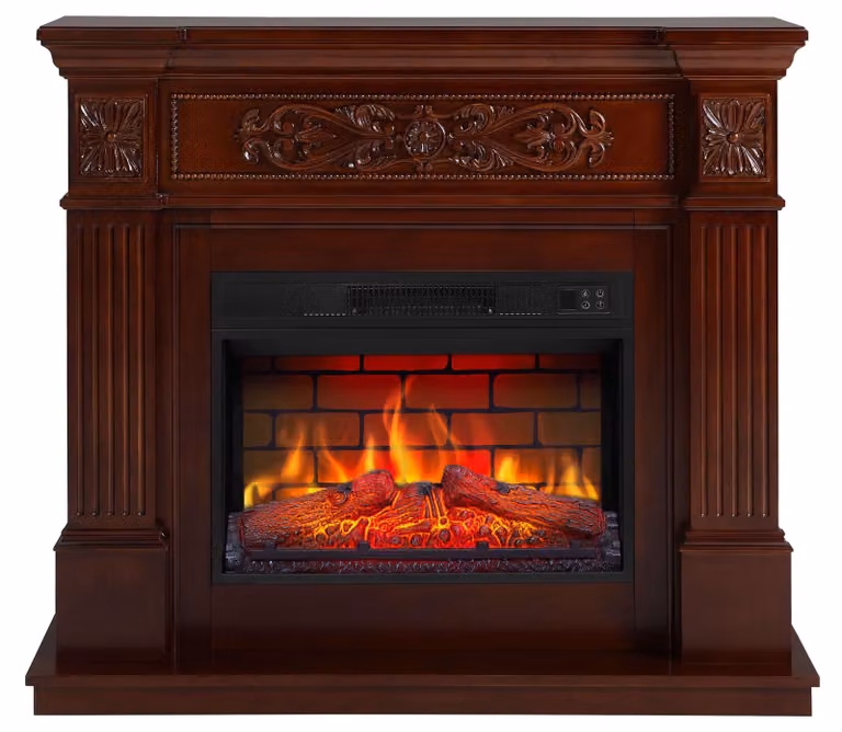 Camino elettrico ArtiFlame Toscana AF23BS color terracotta - autoportante, con fiamma LED, riscaldamento da 1,8 kW, adatto per ambienti fino a 30 m², con effetto sonoro