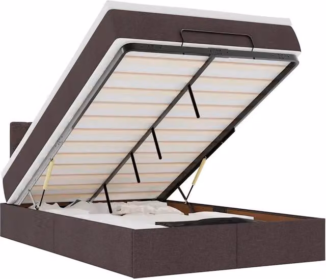 Letto Pouf con Materasso vidaXL in Tessuto con Base a Sollevamento, Illuminazione Sotto il Letto e Porte USB, L/P/H: 200 x 80 x 45 cm – 2