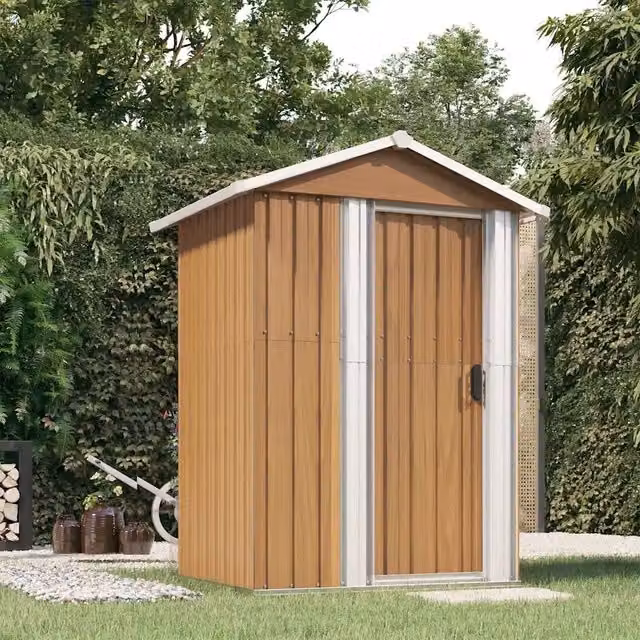 Casetta da giardino Videx in acciaio zincato marrone L/P/H: 126 x 97,5 x 177 cm