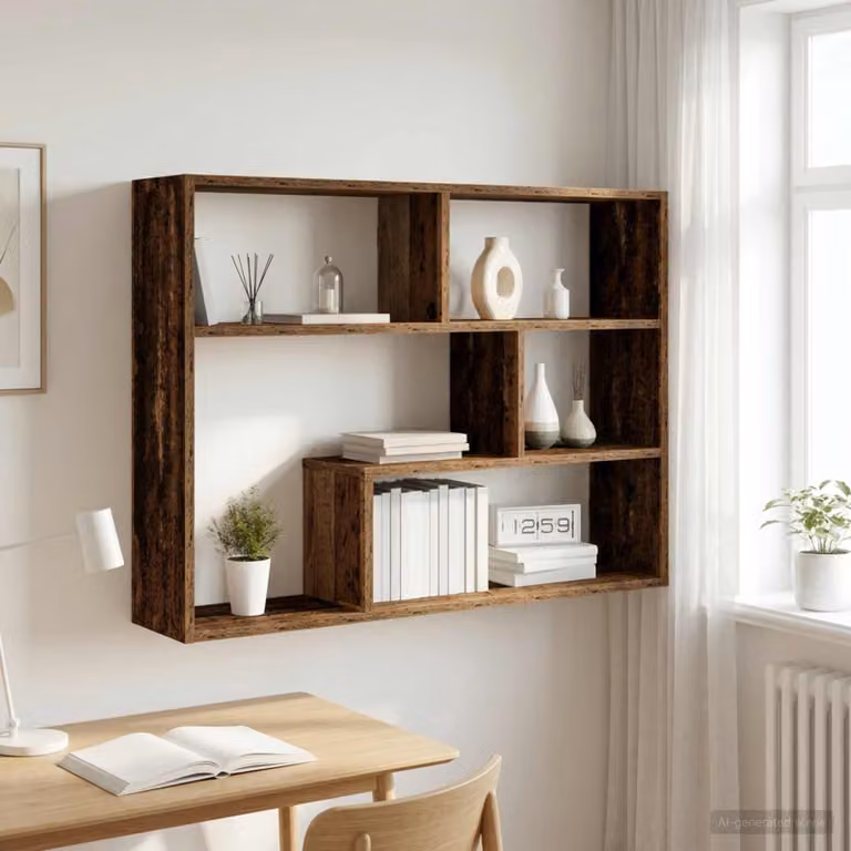 Scaffale da parete moderno vidaXL in legno color marrone L: 95 cm, P: 20 cm, H: 69,5 cm