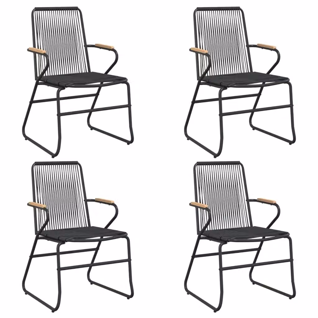 Set di 4 sedie da giardino vidaXL in rattan e metallo nero con braccioli L/P/H: 58 x 59 x 85,5 cm – 2