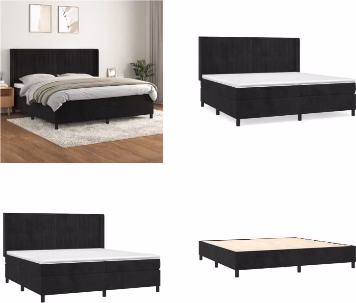 vidaXL Letto boxspring con materasso nero 200x200 cm in velluto - Letto boxspring - Boxspringbetten - Bett - Schlafzimmermöbel