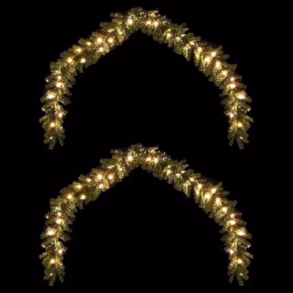Set di 2 Ghirlande di Natale vidaXL in PVC Verde con 600 LED Luce Bianca Calda – 2