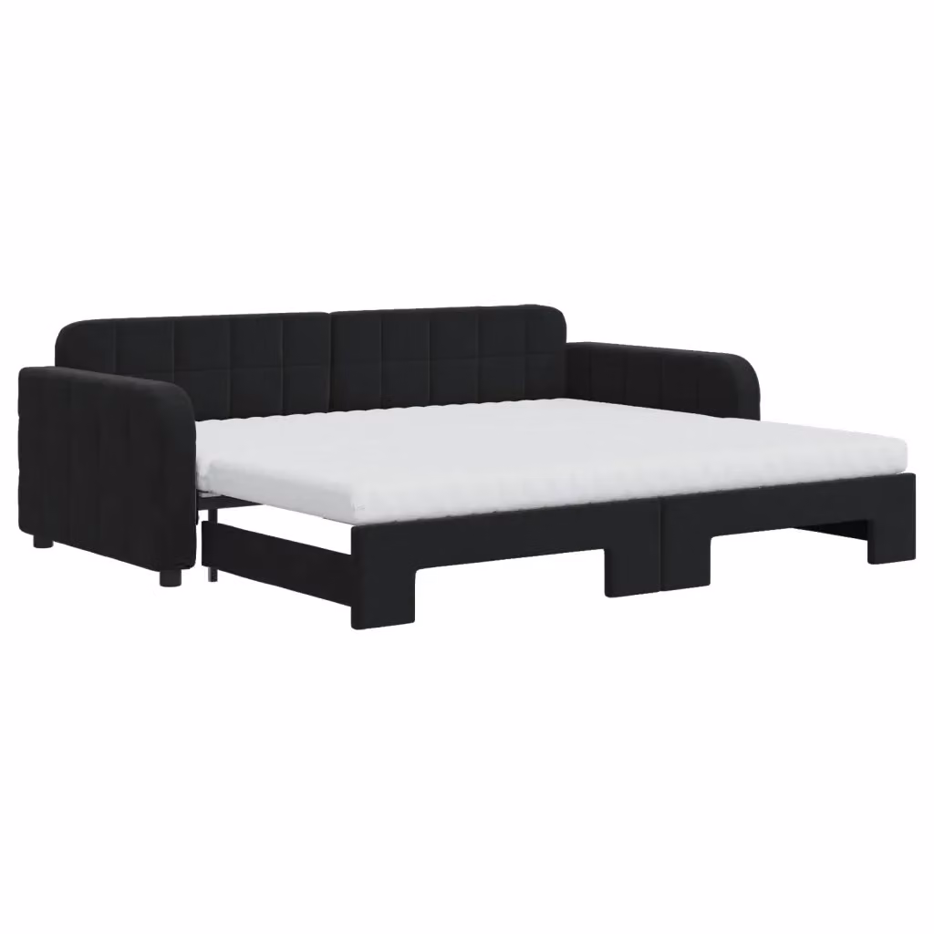 Divano Letto Estraibile vidaXL in Velluto Nero con Cassetto per Soggiorno e Camera da Letto L/P: 90 x 200 cm – 2